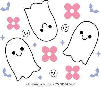 Ghost halloween clip art design on plain white transparent isolated background for card, shirt, hoodie, sweatshirt, apparel, card, tag, mug, icon, poster or badge