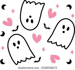 Ghost halloween clip art design on plain white transparent isolated background for card, shirt, hoodie, sweatshirt, apparel, card, tag, mug, icon, poster or badge