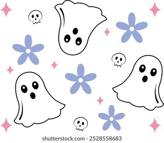 Ghost halloween clip art design on plain white transparent isolated background for card, shirt, hoodie, sweatshirt, apparel, card, tag, mug, icon, poster or badge