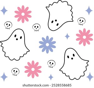 Ghost halloween clip art design on plain white transparent isolated background for card, shirt, hoodie, sweatshirt, apparel, card, tag, mug, icon, poster or badge