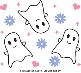 Ghost halloween clip art design on plain white transparent isolated background for card, shirt, hoodie, sweatshirt, apparel, card, tag, mug, icon, poster or badge