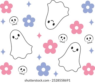 Ghost halloween clip art design on plain white transparent isolated background for card, shirt, hoodie, sweatshirt, apparel, card, tag, mug, icon, poster or badge