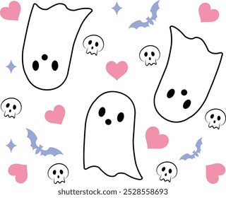 Ghost halloween clip art design on plain white transparent isolated background for card, shirt, hoodie, sweatshirt, apparel, card, tag, mug, icon, poster or badge