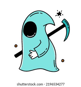 Concepto de Fantasma Halloween Ilustración de diseño vectorial estilo Doodle Aislado en blanco 