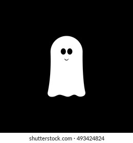 Ghost Halloween Concept Flat Icon On Black Background