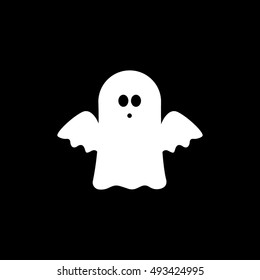 Ghost Halloween Concept Flat Icon On Black Background