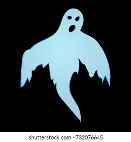 Ghost Halloween Concept Flat Icon On Black Background eps10