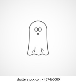 Ghost Halloween Concept Line Icon On White Background