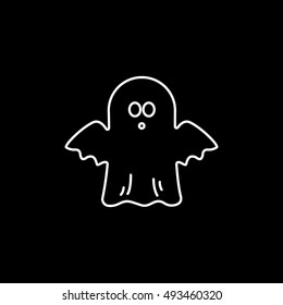 Ghost Halloween Concept Line Icon On Black Background