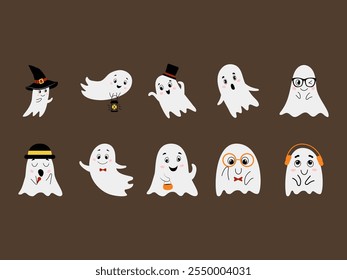 Conjunto de Elementos de Design de Halloween Fantasma