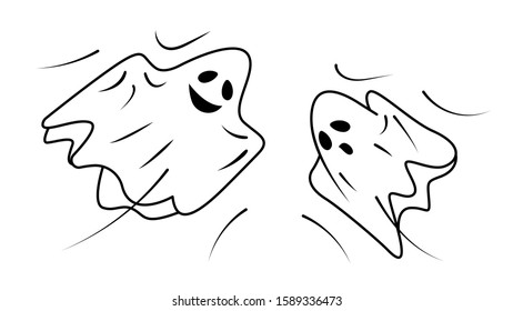 Ghost. Halloween. Doodle gift wrap paper design. Funny character. Vector illustration.