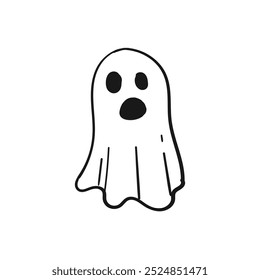 Ghost halloween doodle hand drawing isolated background. Vector illustration