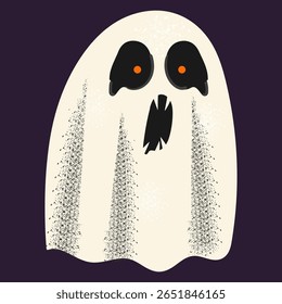 Fantasma para o Halloween. Espetáculo assustador estilo Doodle. Ilustração isolada de vetor.