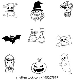 Ghost halloween in doodle vector hand draw