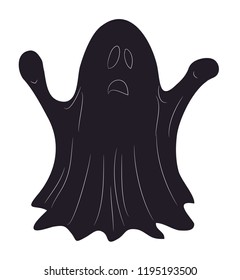 ghost for halloween drawing silhouette vector, white background