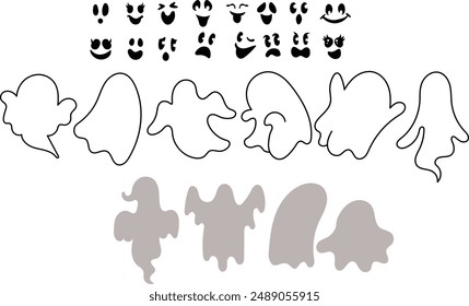 Ghost halloween face custom, spooky, vector
