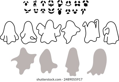 Ghost halloween face custom, spooky, vector