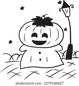 Ghost halloween fun cartoon doodle kawaii anime coloring page cute drawing character chibi manga comic