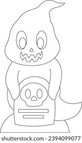 Ghost Halloween Grave Vector Graphic Art Illustration
