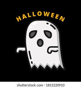 Estilo de línea relleno del icono de Fantasma Halloween. Carácter de vectores de monstruo aterrador. Símbolo del logotipo de la caricatura del fantasma