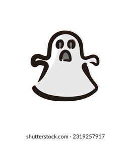 Ghost - Halloween icon (Hand-drawn line, colored version)