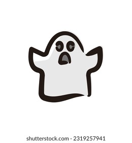 Ghost - Halloween icon (Hand-drawn line, colored version)