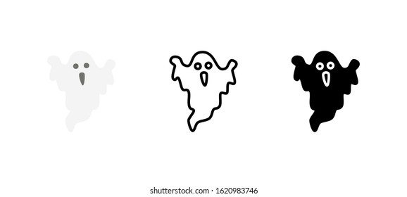 Ghost halloween icon. Holidays flat, silhouette, line vector illustration on white background