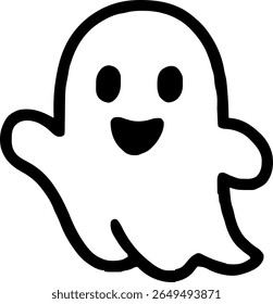 ghost halloween icon illustration outline stroke minimalist black line	