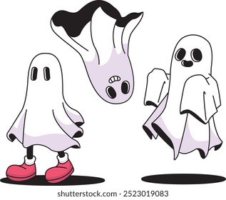 Ghost halloween illustration vector. Ghost illustration. Ghost cartoon halloween. Ghost halloween vector isolated on white background