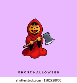 Ghost Halloween Illustration Vector Template. Suitable for Creative Industry, Multimedia, entertainment, Educations, Shop, and any related business