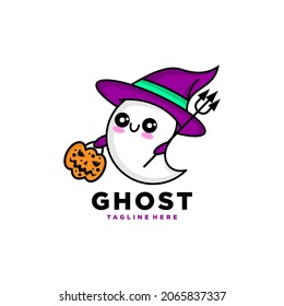 Ghost and halloween Logo Template Design Vector
