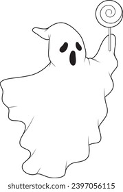 Ilustración de arte gráfico del vector Lollipop Ghost Halloween