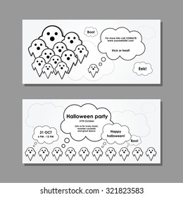 ghost halloween party flyer horizontal template for advertisement