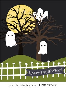 Ghost Halloween Party In The Graveyard