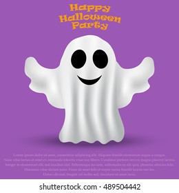 Ghost Halloween party in a white sheet, vector illustration