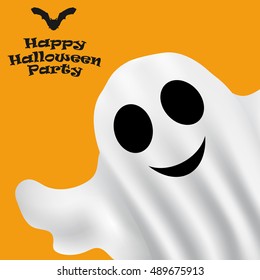 Ghost Halloween party in a white sheet. bringing, vector illustration