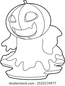 Ilustración de arte gráfico de Vector de calabaza de Halloween fantasma