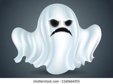 Ghost for Halloween, Realistic Hand Drawn Vector 3D Illustration