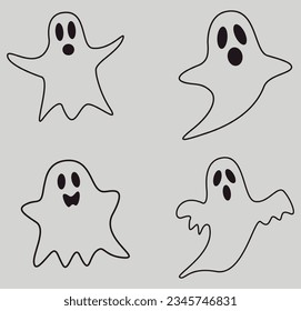 Ghost Halloween Set. Cute ghost shadow. ghost sheet for halloween character design