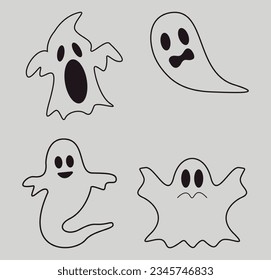 Ghost Halloween Set. Cute ghost shadow. ghost sheet for halloween character design
