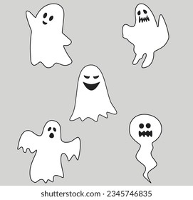 Ghost Halloween Set. Cute ghost shadow. ghost sheet for halloween character design