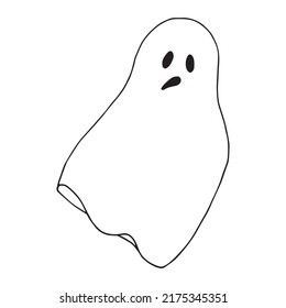 The ghost of Halloween. Vector ghost with doodle style. Isolated on a white background