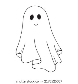 The ghost of Halloween. Vector ghost with doodle style. Isolated on a white background