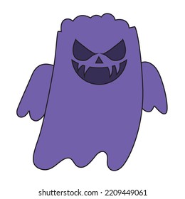Ghost halloween vector fill line icon illustration