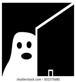 Ghost Halloween white  black background.