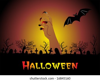ghost hand and bat in the graveyard, wallpaper