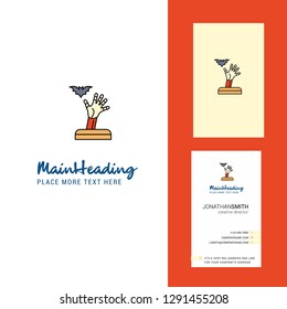 Ghost hand Creative Logo and business card. vertical Design Vector