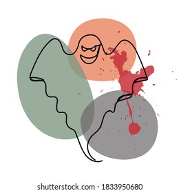 Gespeichert in handgezeichnet linearem Stil mit bunten abstrakten Flecken. Einzeln auf Weiß. Vektorgrafik.