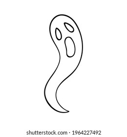 Ghost, hand drawn outline vector illustration in doodle style. Isolated on white background.