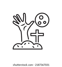 Ilustración de diseño del icono de contorno del vector fantasma. Símbolo de Halloween sobre fondo blanco archivo EPS 10